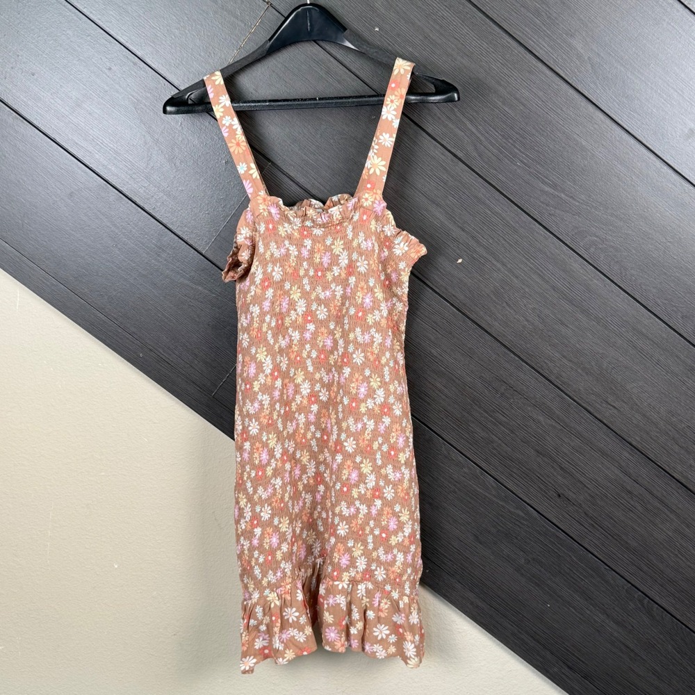 American Eagle Women's Floral Smocked Mini Dress Medium Brown Cottagecore Boho